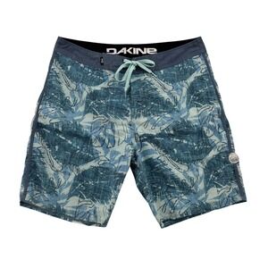 Dakine Board Shorts Mens 36 Blue Tropical Leaf Print Stretch Excellent Surf